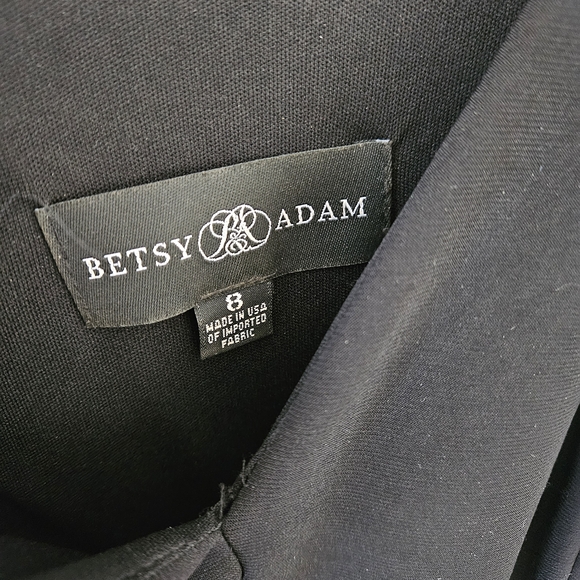 Betsy & Adam One-Shoulder Satin Ballgown Black/Champagne Size 8 $259 - Picture 7 of 7